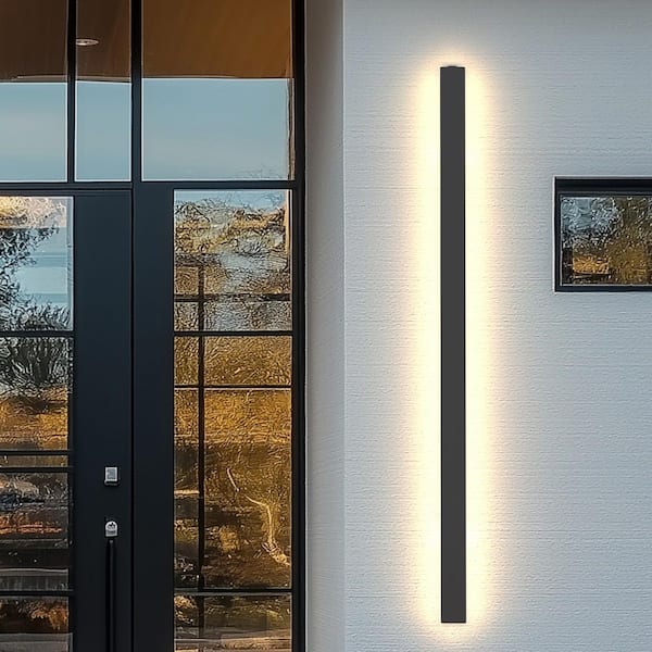 40 in. 30-Watt Black Outdoor Hardwired Linear Waterproof Integrated LED Wall Lantern Sconce, 3000K Warm White