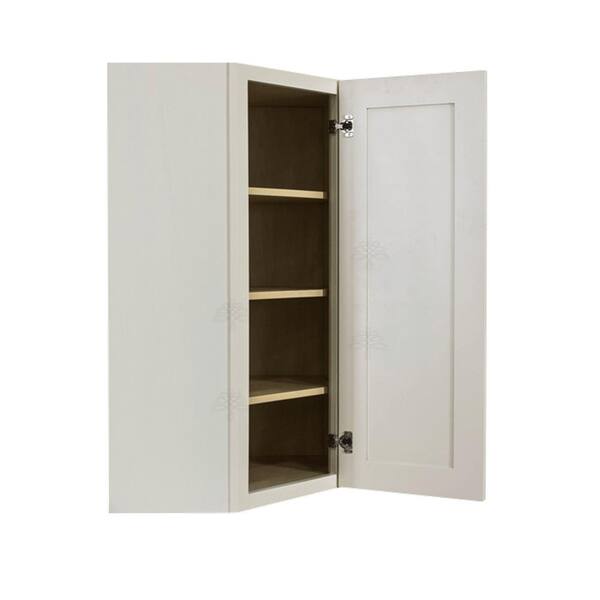 LIFEART CABINETRY Princeton Assembled 24 in. x 42 in. x 12 in. Wall Diagonal Corner Cabinet with 1-Door 3-Shelves in Off-White