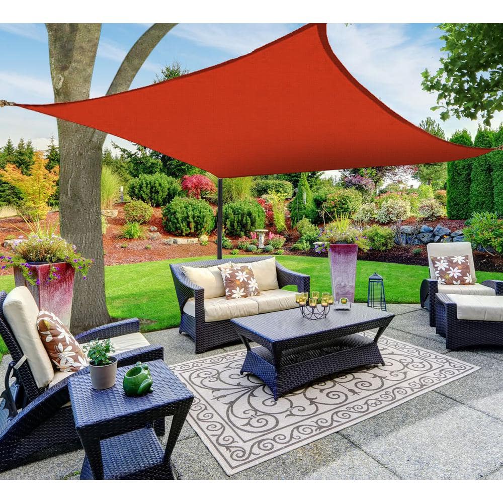 Red 16' x 16' Square Sun Shade Sail Canopy