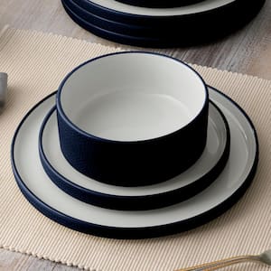 Colortex Stone Navy 6 in., 20 fl. oz. Porcelain Cereal Bowls, (Set of 4)