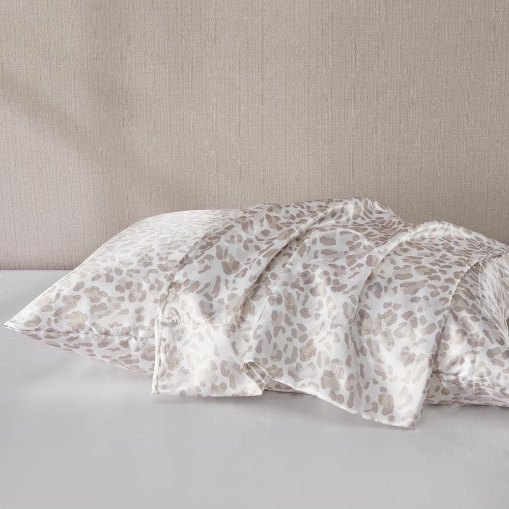 Taupe Leopard Satin Standard Pillowcase Set