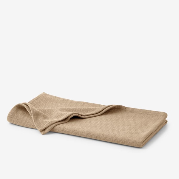 The Company Store Cotton Weave Sand Solid Woven Throw Blanket