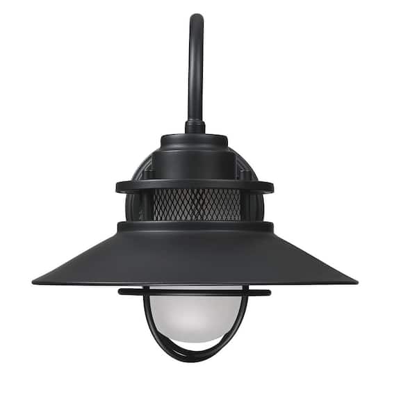 PUDO 1-Light Matte Black Outdoor Hardwired Wall Lantern Sconce with Cage Shade