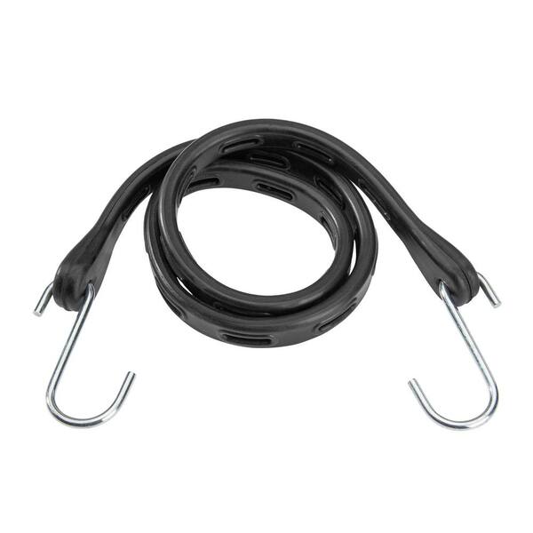 SNAPPI-HOOKERS ADJUSTABLE STRAP, WITH INSTALLED 2 1/2 IN S HOOKS, FOR  TARPS, BLACK, 20 IN, EPDM RUBBER - Bungee Cords and Bungee Straps -  HRNSH20HABH
