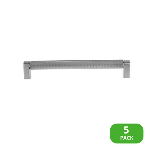 5-Pack Kent Knurled 7 in. (178 mm) Center-to-Center Industrial Satin Nickel Bar Drawer Pull