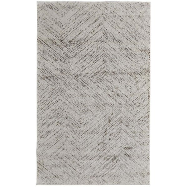 5 ft. x 8 ft. Ivory, Brown Abstract Area Rug