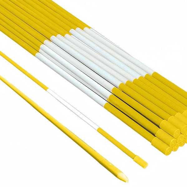 FiberMarker 48 in. Reflective Driveway Markers Yellow 50-Pack 5/16 in. Dia. Driveway Poles for Easy Visibility at Night