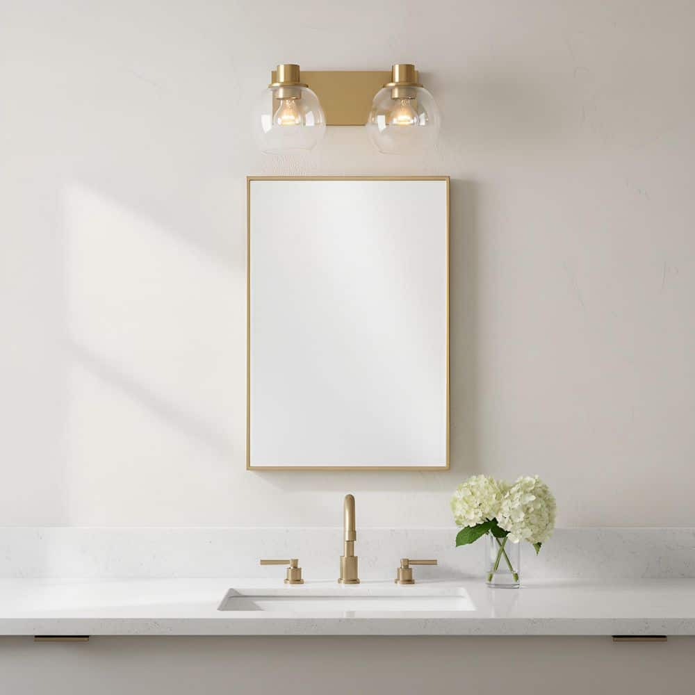Rito 14.5 in. W x 7.125 in. H 2-Light Satin Brass Dimmable Medium Bathroom Vanity Light with No Bulbs Included price history on PriceWatchPro