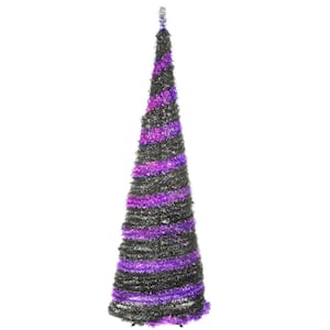 7.5 ft. Halloween Purple and Black Pop-Up Tree