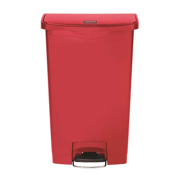 Rubbermaid Commercial Products Slim Jim Step-On 18 Gal. Red Plastic End Step Trash Can