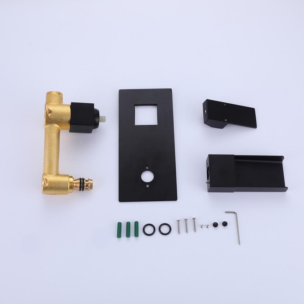 Matte Black Wall-Mount Single-Handle Waterfall Bathroom Faucet