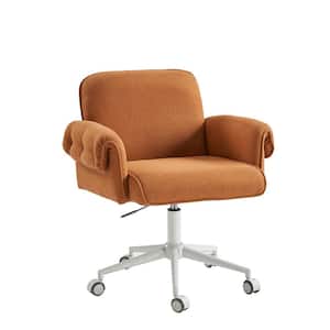Andreas Creamy Style Upholstered Swivel Task Chair with Padded Arms and Metal Feet in Orange