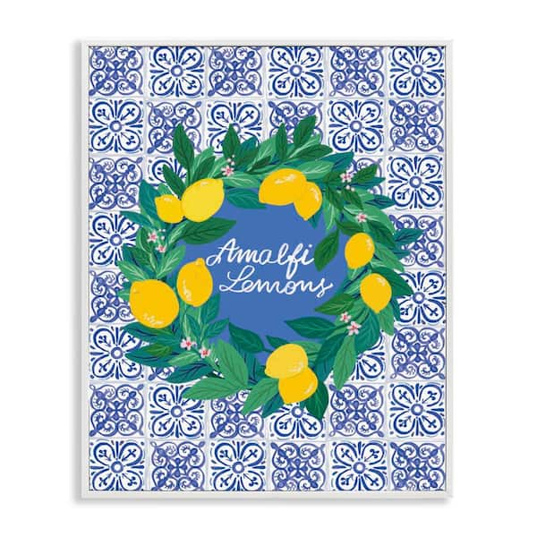 Stupell Industries Amalfi Lemons on Tile by Be Ni La White Framed Food Giclee Art Print 20 in. x 16 in.