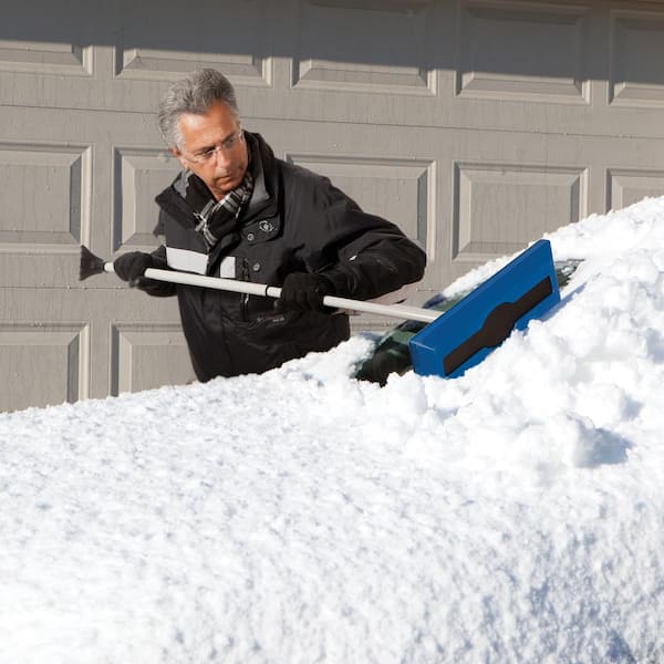 Blue Improvements 18-Inch Snow Broom Snow Removal Tool w/52-Inch Compact Handle 