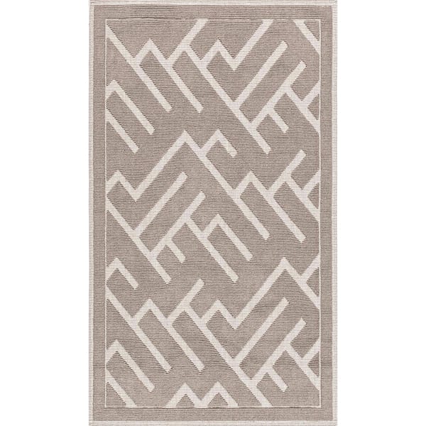 nuLOOM Hudson Abstract Maze Beige 1 ft. 9 in. x 2 ft. 10 in. Indoor Bath Mat