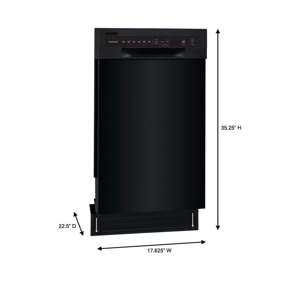 18-inch Black Built-in Dishwasher with Stainless Steel Tub