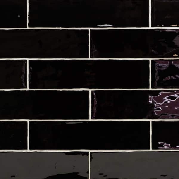 Ivy Hill Tile Catalina Black 3 in. x 12 in. x 8 mm Ceramic Wall Subway Tile (44-Pieces 10.76 sq.ft./case)