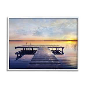 Tranquil Lake Sunset Nautical Sanctuary By ​Mike Calascibetta Framed Print Nature Texturized Art 24 in. x 30 in.