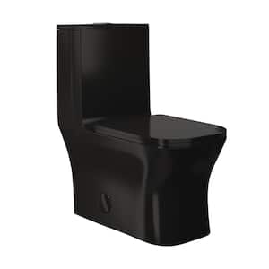 Concorde 1-Piece Square Toilet Dual Flush in Glossy Black 1.1/1.6 gpf