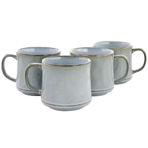 Picadelle 4-Piece 21 oz. Stoneware Mug Set in Light Grey