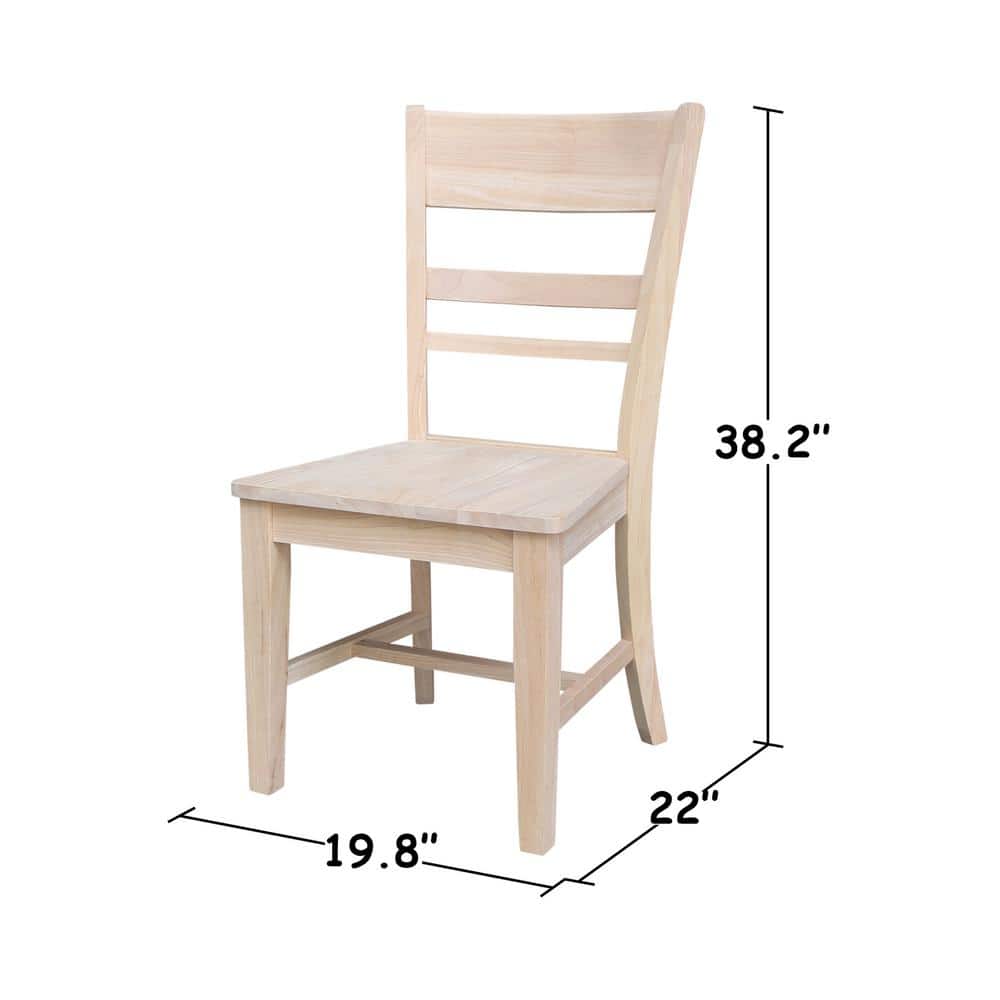 Eco-Friendly Solid Parawood Ladderback Dining Side Chairs, Set of 2