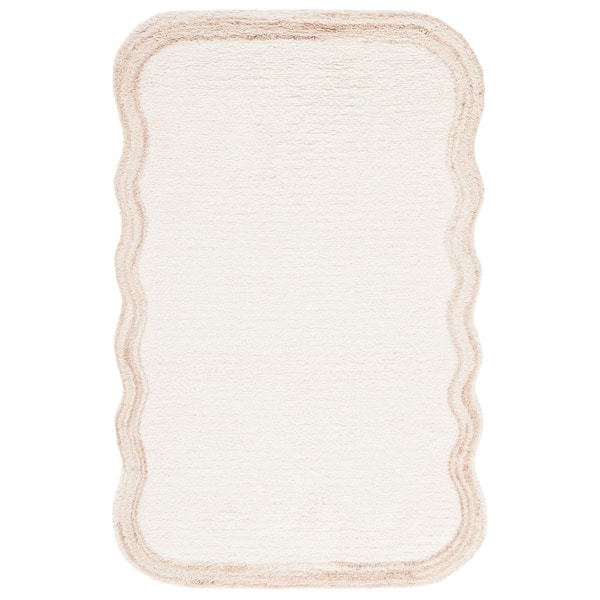 Vermont 5 ft. x 8 ft. Ivory/Beige Modern Solid Border Area Rug