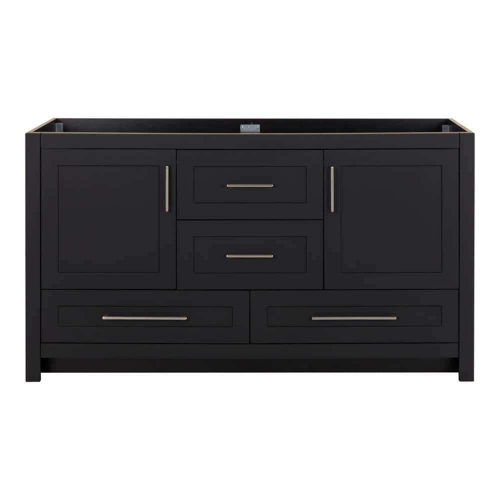 Craye 60 in. Double Bath Vanity Cabinet without Top in Matte Black
