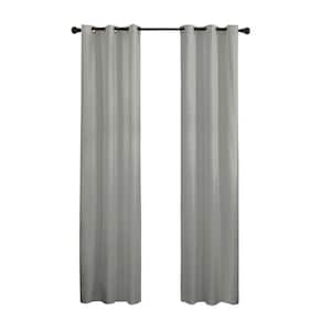 Nikki Thermaback Grey Solid Polyester 40 in. W x 84 in. L Blackout Single Grommet Top Curtain Panel