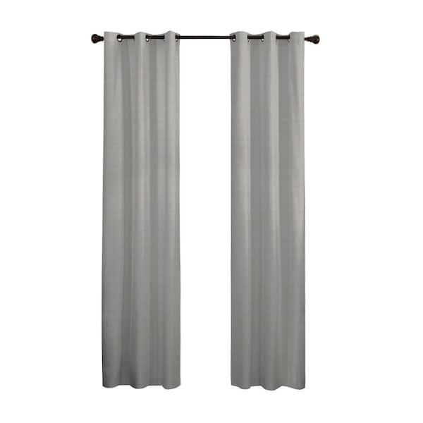 Eclipse Nikki Thermaback Grey Solid Polyester 40 in. W x 95 in. L Blackout Single Grommet Top Curtain Panel