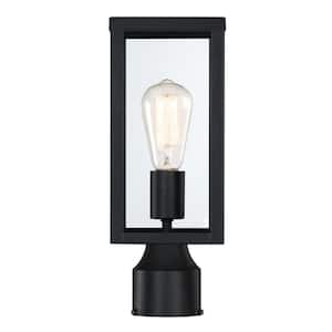 13.4 in. H 1-Light Black Metal Hardwired Outdoor Weather ResistantPost Light with LED Bulb not Included