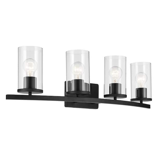 KICHLER Crosby 31.25 in. 4-Light Black Contemporary Bathroom Vanity ...