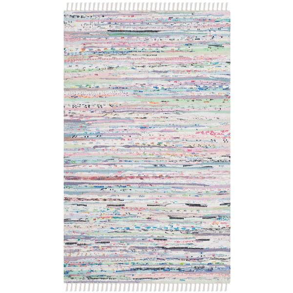 SAFAVIEH Rag Rug Light Green/Multi Doormat 2 ft. x 4 ft. Striped Area Rug