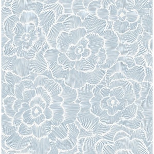 Periwinkle Blue TextuRed Floral Paper Strippable Roll (Covers 56.4 sq. ft.)