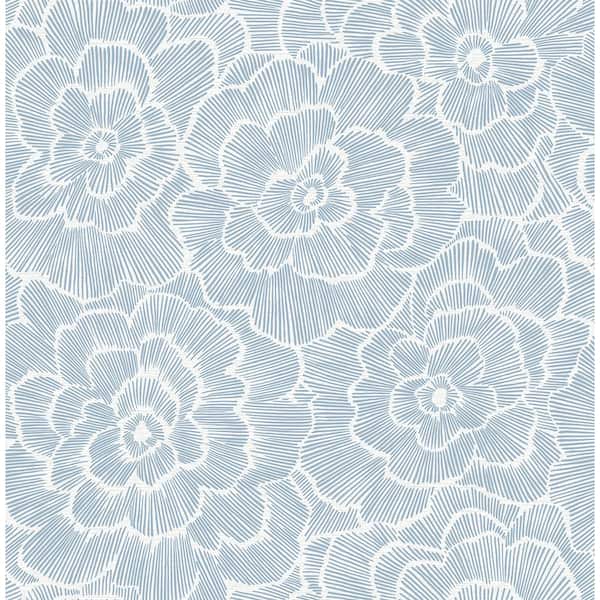 A-Street Prints Periwinkle Blue Textured Floral Blue Wallpaper Sample