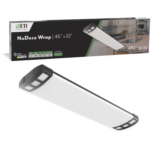 NuDeco 4 ft. x 10 in. Modern Black Craftsman Style LED Wrap Light Fixture 5000LM 70-Watt 120V Adjustable CCT Dimmable