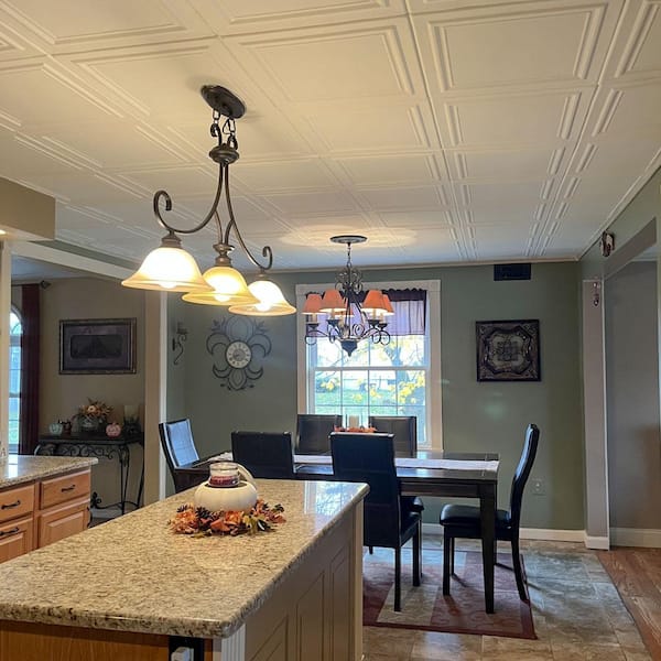 Dimensions 4-ft x 2-ft White Polystyrene Surface-mount Ceiling Tile (1-Pack, 8-sq ft / Case)