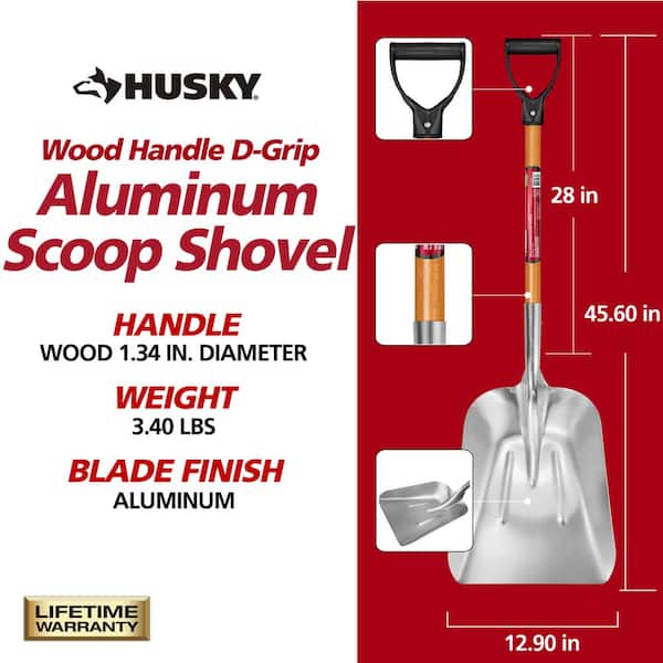 28 in. D-Grip Short Wood Handle Aluminum Scoop Shovel