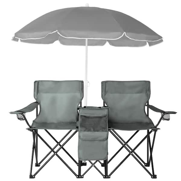 Portable 2-Person Fishing Chair with Removable Umbrella