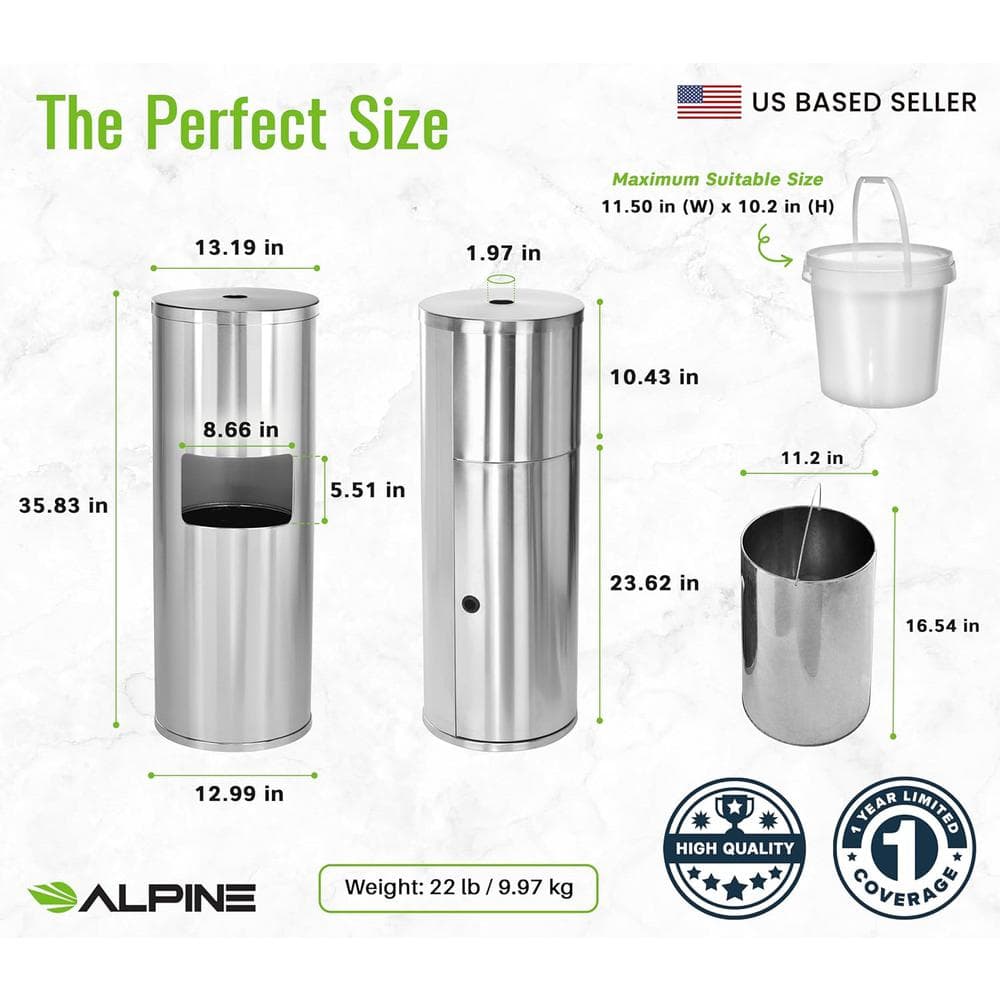 Stainless Steel Floor-Standing Wet Wipe Dispenser with Trash Can