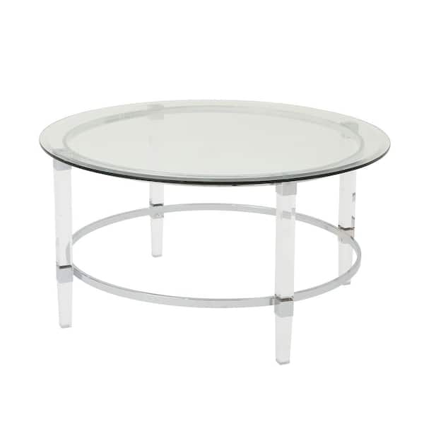 Noble House Elowen Clear Tempered Glass Round Coffee Table