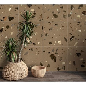 Terrazo Caramelo Brown 8.03 in. x 8.03 in. Matte Porcelain Floor and Wall Tile (11.19 sq. ft./Case)