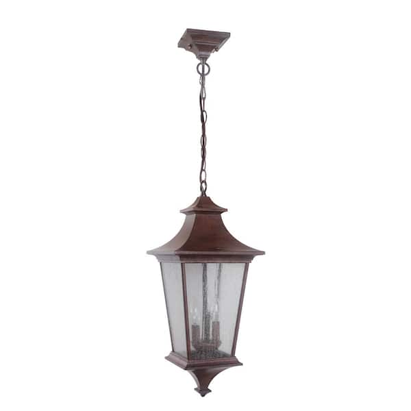 CRAFTMADE Argent 24.06 in. 1 Light Aged Bronze Textured Finish Dimmable Outdoor Pendant Light with Seeded Glass No Bulb Included