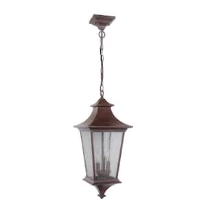 Argent 24.06 in. 1 Light Aged Bronze Textured Finish Dimmable Outdoor Pendant Light with Seeded Glass, No Bulb Included