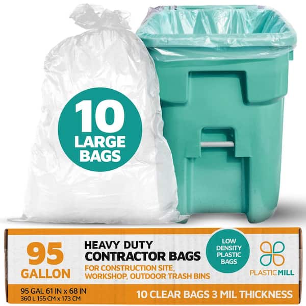 61 in. W x 68 in. H. 95 Gal. 3 mil Clear Contractor Bags (10-Count)