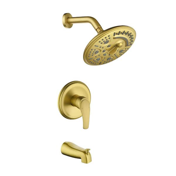 Rain Single Handle 8-Spray Shower Faucet Handheld Combo with Valve 1.8 GPM Adjustable shower Head in Gold