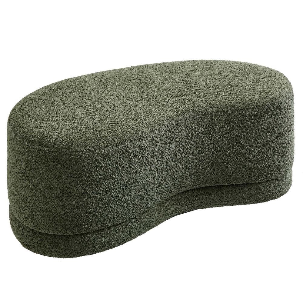 Nimbus Sage Green Chenille Curved Cocktail Ottoman Bench