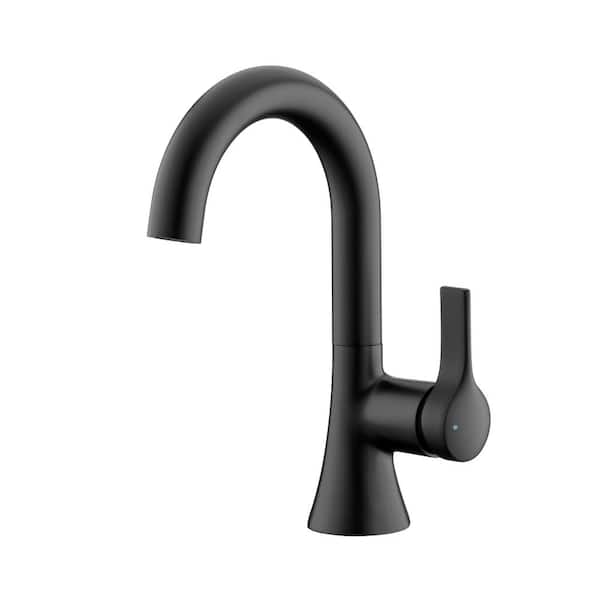 LUXIER Single Hole Single-Handle Bathroom Faucet with drain in Matte Black