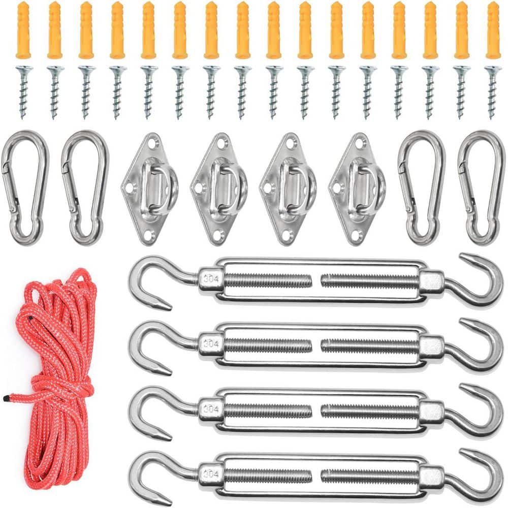 5 in. 304 Stainless Steel Shade Sail Hardware Kit for Triangle and Rectangle Sun Shade Sail Installation, 45 Pieces (M5) price history on PriceWatchPro