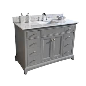 49 in. W x 22 in. D Engineered Stone Composite Vanity Top in White with White Rectangular Single Sink - 3 Hole