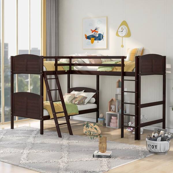 L Shaped Triple Bunk Beds Wood Bed, Jordan Twin Corner Bed Ideas